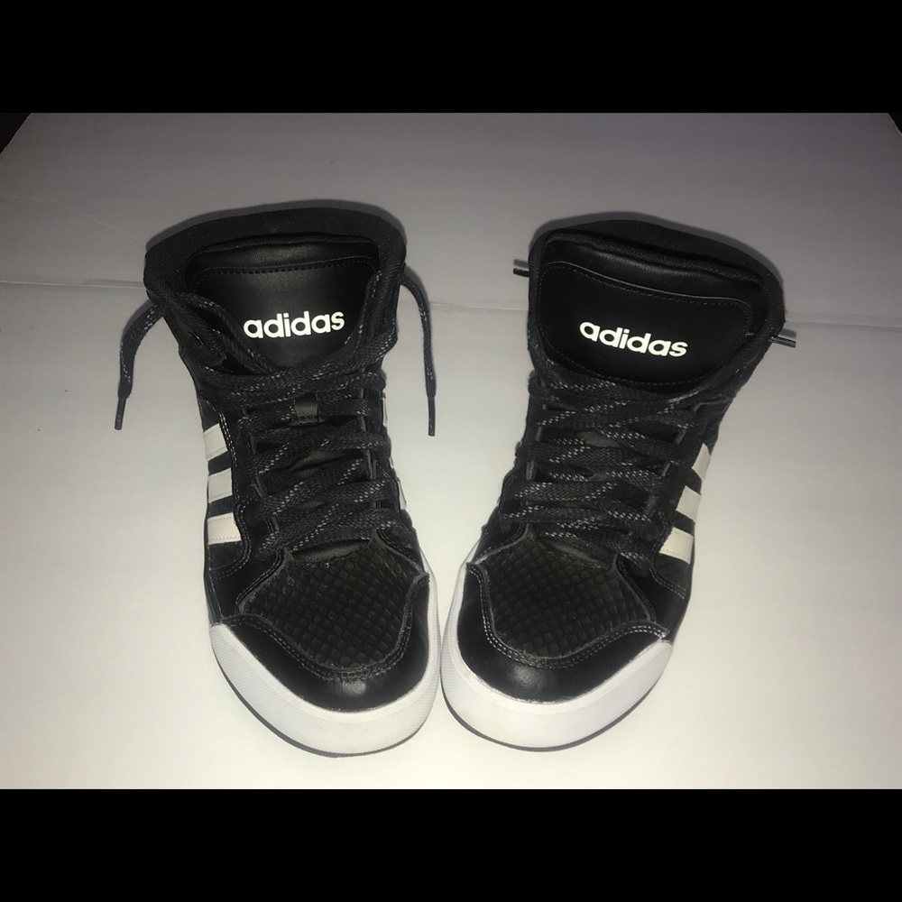 mens adidas high top neo sneakers, black and white
